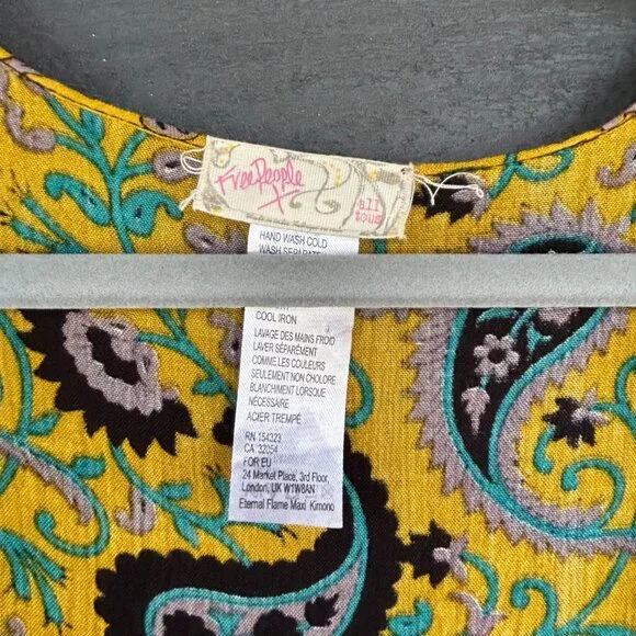Free People Magic Dance Border Kimono Rare Yellow/Black - Picture 3 of 6